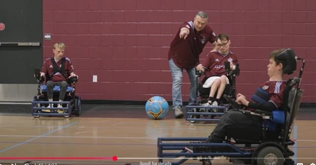 Power soccer players starting a play